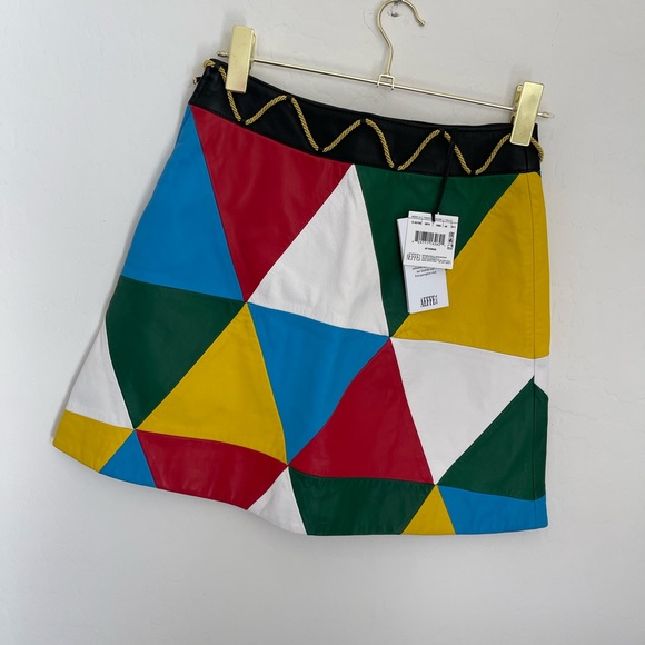 MOSCHINO COUTURE Multi Gold Rope Leather A-Line Mini Skirt Sz 6 NWT - Picture 13 of 13